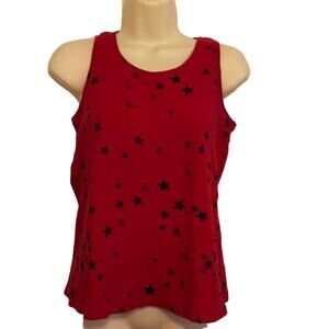 Laura Scott Red Knit Tank Top Black Stars Woman Size Medium
